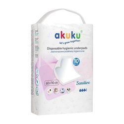 Akuku Lot de 10 alèses hygiéniques jetables pour le changement de bébé | 60 x 90 cm | Doux pour la peau sensible | Couche supérieure douce | Étanche | Utilisation polyvalente