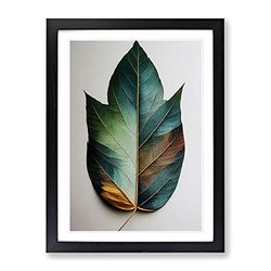 Painted Leaf No.2 Framed Print for Living Room Bedroom Home Office Décor, Wall Art Picture Ready to Hang, Black A3 Frame (34 x 46 cm)