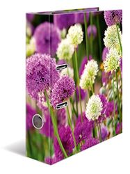 HERMA 19558 Ordner A4 bloemen Purple Sensation, 10 stuks, 7 cm breed, motief ordners van karton met binnendruk voor school en kantoor, stabiele kinderringmap, set van karton voor jongens en meisjes