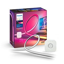 PHILIPS Hue Play Gradient PC Lightstrip 32-34": Ljusslinga för datorn, Philips Hue White and Color, Hue Sync, flerfärgfunktion, Zigbee & BT, röststyrning, 1-pack + Hue Bridge, Vit, 929003498602