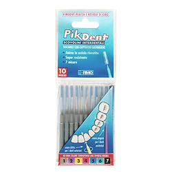 Pikdent Scovolini Interdentali - Anima In Acciaio Rivestito E Setole In Tynex - Misura 1 Cilindrico - Scovolini, Grigio, 0,4 mm, 10 Unità