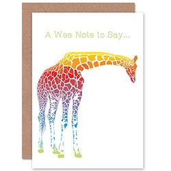 Wee Blue Coo A WEE NOTE TO SAY MULTI COLOURED GIRAFFE BIRTHDAY BLANK GREETINGS CARD
