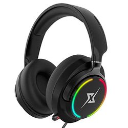 Y-YOPZI Auriculares para Videojuegos, Auriculares con micrófono 3D Sonido Envolvente, cancelación de Ruido, Luces RGB, compatibles con PS4/PS5/Switch/Xbox/PC/portátil/Mac, 21 x 20 x 6 cm