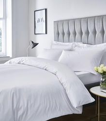 Catherine Lansfield Platinum - Lenzuolo con angoli elasticizzati, righe satinate, 300 fili, per letto singolo, colore: bianco