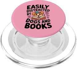 Fácilmente distraído por perros y libros, lectura divertida PopSockets PopGrip para MagSafe
