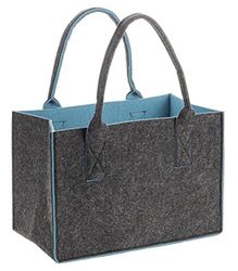 GLOREX 6 1212 273 - Tas van vilt in moderne look, ca. 26 x 38 x 24 cm groot in antraciet/petrol, boodschappentas voor het opbergen en vervoeren van boodschappen, gemakkelijk schoon te maken