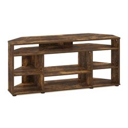 Furinno Hoekstandaard tv tot 55 inch, ontworpen hout, amber grenen, 39,8 x 118,2 x 52,1 cm