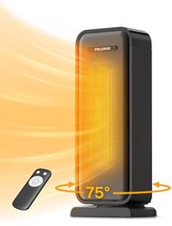 PELONIS Elektrische verwarming, 2000 W, energiezuinige, ruimtebesparende ruimteverwarming, draagbare keramische ventilatorkachel, 2 instellingen thermostaat, 12-uurs timer, kantel- en