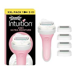 WILKINSON SWORD - Intuition Ultra Moisture For Women | No Shave Gel Needed | Razor Handle + 5 Blade Refills