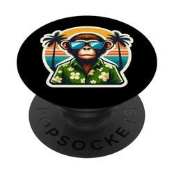 Monkey Gafas de sol Tropical Vacaciones Verano Vacaciones Playa Sol PopSockets PopGrip Adhesivo