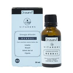 Drasanvi VITAROMS SINERGIA DE DIFUSIÓN HERBAL CERTIFICADO BIO - 100% de origen natural - Agradable sensación de bienestar - VEGANO - 30ml