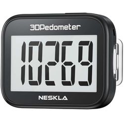 NESKLA 3D-stappenteller om te wandelen, eenvoudige stappenteller met groot digitaal display, stappentracker met afneembaar clipkoord, nauwkeurige track-stappen voor mannen, vrouwen, kinderen,