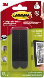 Command Grandes tiras adesivas para pendurar quadros, preto - 4 pares de tiras adesivas grandes - para molduras, espelhos e outros ornamentos - pendurar sem furos e sem perfuração, suporta até 7,2 kg