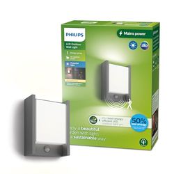 Philips Arbor UltraEfficient, Applique d'extérieur 3,8W, 2700K, antracite, détecteur de mouvement, IP44 résistante aux intempéries