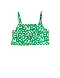 Koton Meisjes Crop Top Strappy Flower Printed Cotton Blend Shirt, Groen design (8d2), 9-10 Jaar