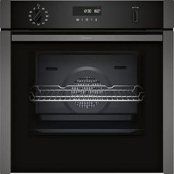 NEFF, N50, B6ACH7AG7B, 60cm Built-in Single Oven with Hide®, Home Connect, Pyrolytic Self-Cleaning with Easy Clean, CircoTherm, and LCD display in Graphite-Grey