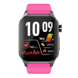 Knauermann PRO 3 (2024) zwart - gezondheidshorloge smartwatch met telefoonfunctie - ECG + HRV en SOS-functie - AMOLED-display, BT Bluetooth - slaapapneu - siliconen band roze, 14-24, siliconen roos,