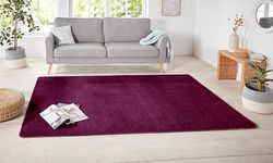 Hanse Home Nasty Tapete para borda da cama, 3 peças, tapete de cama de cabelo curto, monocromático, conjunto de corredores para quarto das crianças, quarto, cor amora, 2 x 70 x 140 cm, 1 x 70 cm