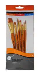 Daler Rowney - 216920700 - Kit De Loisirs Créatifs - Pinceaux À Poignée Courte En Poils Taklon Dorés - 7 Pièces, Doré