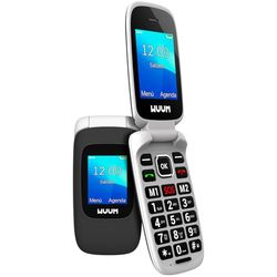 WUUM Clap – Teléfono Móvil de Tapa con Doble Pantalla | Teclas y Números Grandes | 2 Memorias Directas y botón SOS | Bluetooth | Gran Batería 800mAh | USB-C | Negro