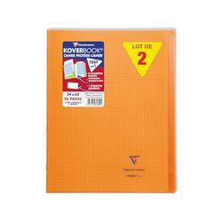 Clairefontaine 981609C CONFEZIONE DA 10 QUADERNI a punto metallico Koverbook arancioni - 24x32 cm - 96 pagine a quadretti piccoli con margini - Carta bianca 90g - copertina in polipropilene
