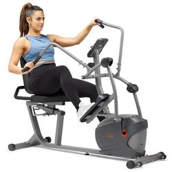 Sunny Health & Fitness Performance Interactive Recumbent Cross Trainer Ellittica Bike con esclusiva app SunnyFit® e connettività Bluetooth intelligente — SF-RBE420035