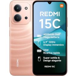 XIAOMI Redmi 15C, Smartphone 4+128GB, Display 6,9" 120Hz, 7,99mm, MediaTek Helio G81-Ultra, Dual camera da 50MP, Mega batteria da 6000mAh, Garanzia 2 anni, Arancione, Caricabatterie non incluso