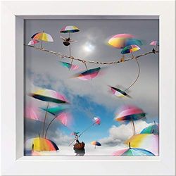 International Graphics, Postal enmarcada, Maïlo / M, L Vareilles, ''Imaginer le monde: échanger'', 16 x 16 cm Color del marco: Blanco, Serie LUNA