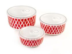 Officine Standard Set mit 3 Porzellanbehältern mit Deckel, Fassungsvermögen 360 ml, 620 ml, 1000 ml, ideal zum Servieren und Aufbewahren, elegant und vielseitig für die Küche