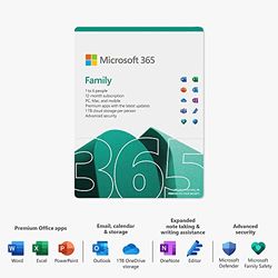 Microsoft 6GQ-01556 Office 365 Family, 6 user, 1yr licence: Publisher, Access+ UK (6GQ-01556)