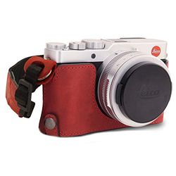 MegaGear MG1695 Ever Ready - Mezza custodia in vera pelle, compatibile con Leica D-Lux 7, colore: Rosso