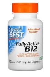 Doctor's Best B12 Entièrement Actif, 1500mcg - 60 gélules végétales - Soutien pour l'Énergie et la Vitalité