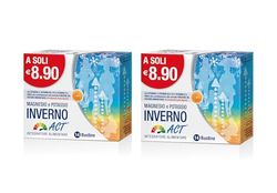 Magnesio Potassio Act Inverno Act, Integratore alimentare a base di Magnesio, Potassio Vitamina C, Vitamina B6, Vitamina B12, Vitamina D e Zinco, al Gusto Agrumi - 1 Confezione Bipack da 28 bustine