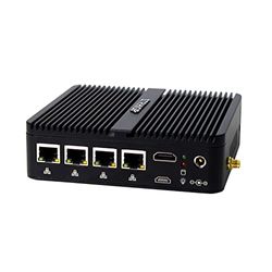 STRHIGP Firewall Mini PC OPNsense Celeron J4125 Quad Core Firewall 4 LAN, DDR4 8GB RAM 128GB SSD, 2.5GbE Ethernet Router, SIM Slot, AES-NI Fanless Desktop Computer, HD, COM, 2USB3.0, 4USB2.0