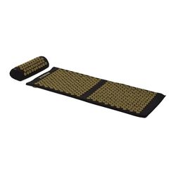 TREXO Grote acupressuurmat met kussen, zwart, 110 x 44 x 2 cm, met kussen, 38 x 15 cm, inclusief overtrek van katoen en 18D-spons, slijtvaste pvc-spikes, verlicht spierspanning