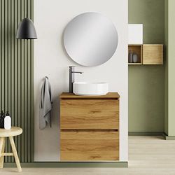 Baikal Mobile da bagno Deva, mobile sospeso a parete, con lavabo in ceramica, disponibile in profondità 39 cm e 46 cm mobile montato.