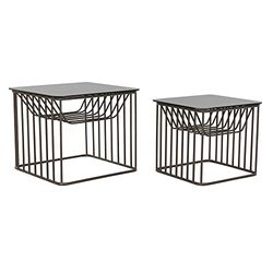 DKD Home Decor Lot de 2 Tables de Chevet, Noir, Estándar