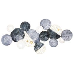 Alexandra House Living Décoration Murale Blanc Gris Doré Métal Cercles 134 x 7 x 68 cm