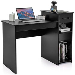 COSTWAY CB10438DKDE Computertafel, hout, zwart, 104 x 50 x 82 cm
