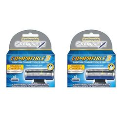 Satinex Compatible-3 Testine Di Ricambio A 3 Lame (3 Pz Compatibili Con Manici Gillette Mach - 3-30 Gr (Confezione da 2)