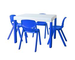 Ergos pkergos010661 pakket 1 tafel en 4 stoelen voor kinderen, leeftijd 3 tot 4, maat 1, Deep Blue