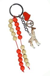 Pracht Creatives Hobby 5936-12045 räkningskedja för egen design med nyckelring, röd giraff röd-natur, pysselset med 20 räknepärlor, som en gåva till inskolning, för sockerpåsen