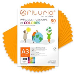 Feuilles de couleur, Pack 500 Feuilles A3 80gr – Papier couleur pour loisirs créatifs, imprimante, scrapbooking – Feuilles colorées – Idéal pour origami, pliage, bureau et école (Orange Clair, 500h)