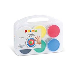 PRIMO- Maletín de Colores para Niños +2Años Primera Infancia, Témperas para Pintar con Dedos 100g 6 Colores Témpera Pintura Papelería Manualidades Dermatológicamente Testada Vuelta al Cole MadeinItaly