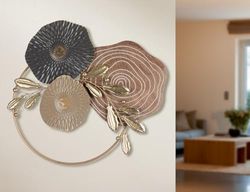 AlexandreHouse Wall Relief, Metal, Beige, Gray, Natural Colors, PU 1, L. 5 cm, W. 70 cm, H. 65 cm