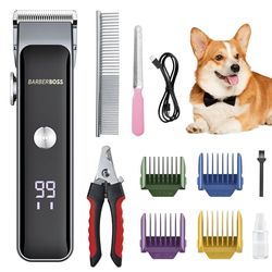 BarberBoss Alles-in-einem-Hundepflegeset, Hundeschermaschine professionell für dickes Haar, kabellose Hundeschermaschine, Katzenschermaschine für verfilztes Fell, Haustierpflegeset QR-9089