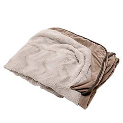 FurHaven Vervangende hoes voor huisdierbed - pluche fluwelen golven, perfect comfort sofa wasbare hondenbedhoes, bruin steen, Jumbo Plus (XX-Large)