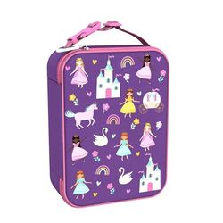 Ion8 Princess Design Lunch Bag, Easy Access 3-Sided Zip, Write-On Name Patch, Freshness & Insulation for 6 Hours, Mesh Pocket for Bottles, Machine Washable, Polyester Fabric Material, Purple