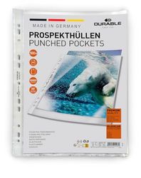 Durable 267619 Showtassen (DIN A4 Premium extra sterk, 0,08mm) 100 stuks, glashelder, 267619 stuks.