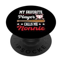 Mi jugador favorito me llama Nonnie Baseball Día de la Madre PopSockets PopGrip Adhesivo